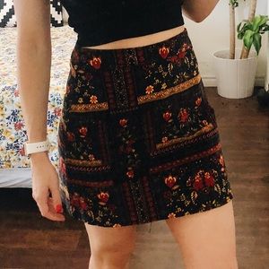 velvet funky print skirt